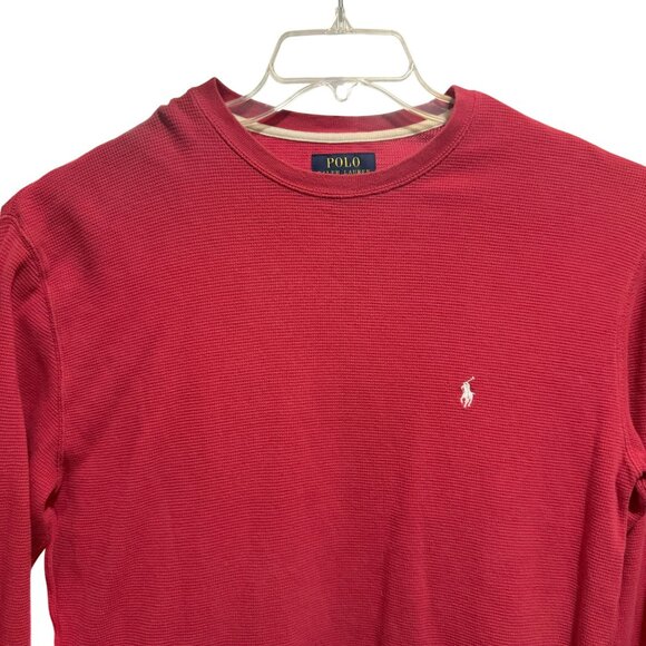 Polo Ralph Lauren Mens Red Waffle Knit Thermal Pullover Crew Neck Top Sz XL - Picture 2 of 5